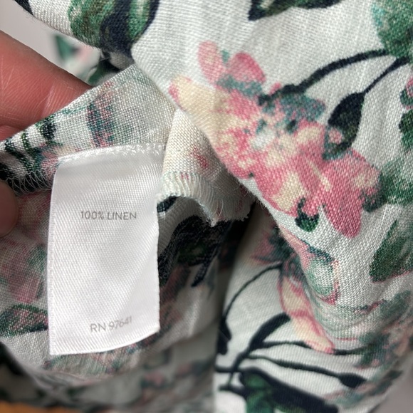 J Jill Love Linen Light Seaglass Vintage Hydrangea A-Line Sleeveless Dress Sz MP - Picture 5 of 8